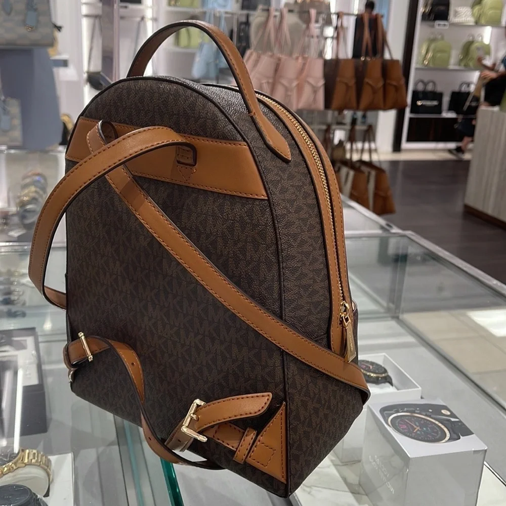 Michael Kors Womens Valerie Medium Logo Backpack 30F2G9VB2B Brown  NWT